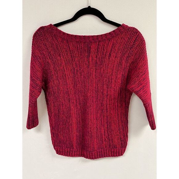 EXPRESS Womens 3/4 Sleeve Wool Blend Knit Pullover Pink Purple Sweater Sz Small - Picture 1 of 6